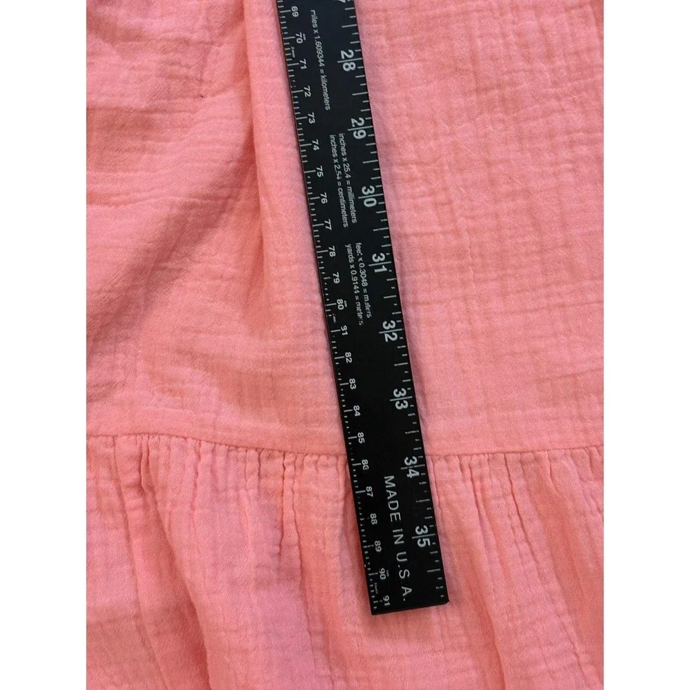 J.Crew Pink Textured Cotton Gauze Tiered Midi Dress with‎ Belt Size 6